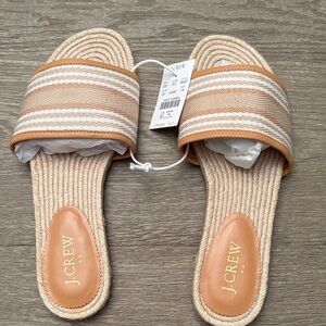 J. Crew Women's Beige and White Striped Sandals